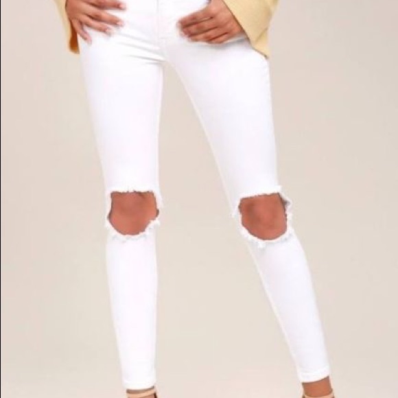 Free People Denim - Free People White Skinny Jeans